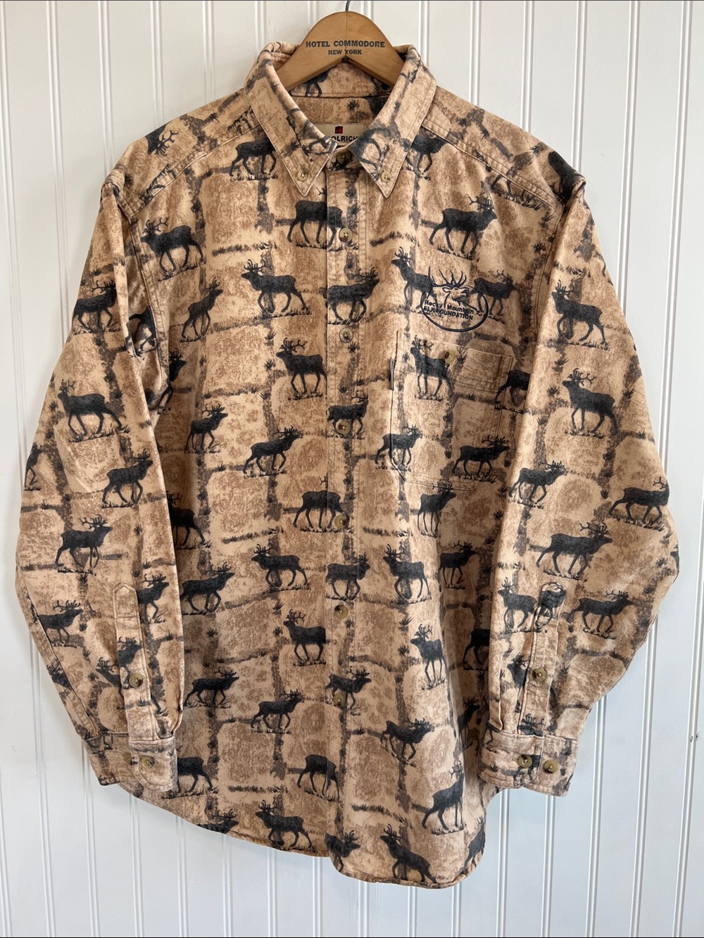 Woolrich Tan and Black Elk Print Button-Down Shirt